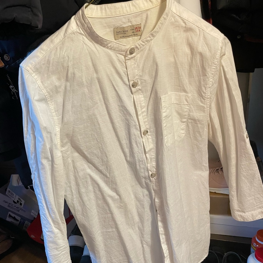 Zara Boys Ivory Button-Up Shirt